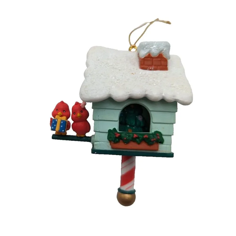 Bless Our Home Christmas Ornament Lustre Fame Cardinals‎ Bird House 1992